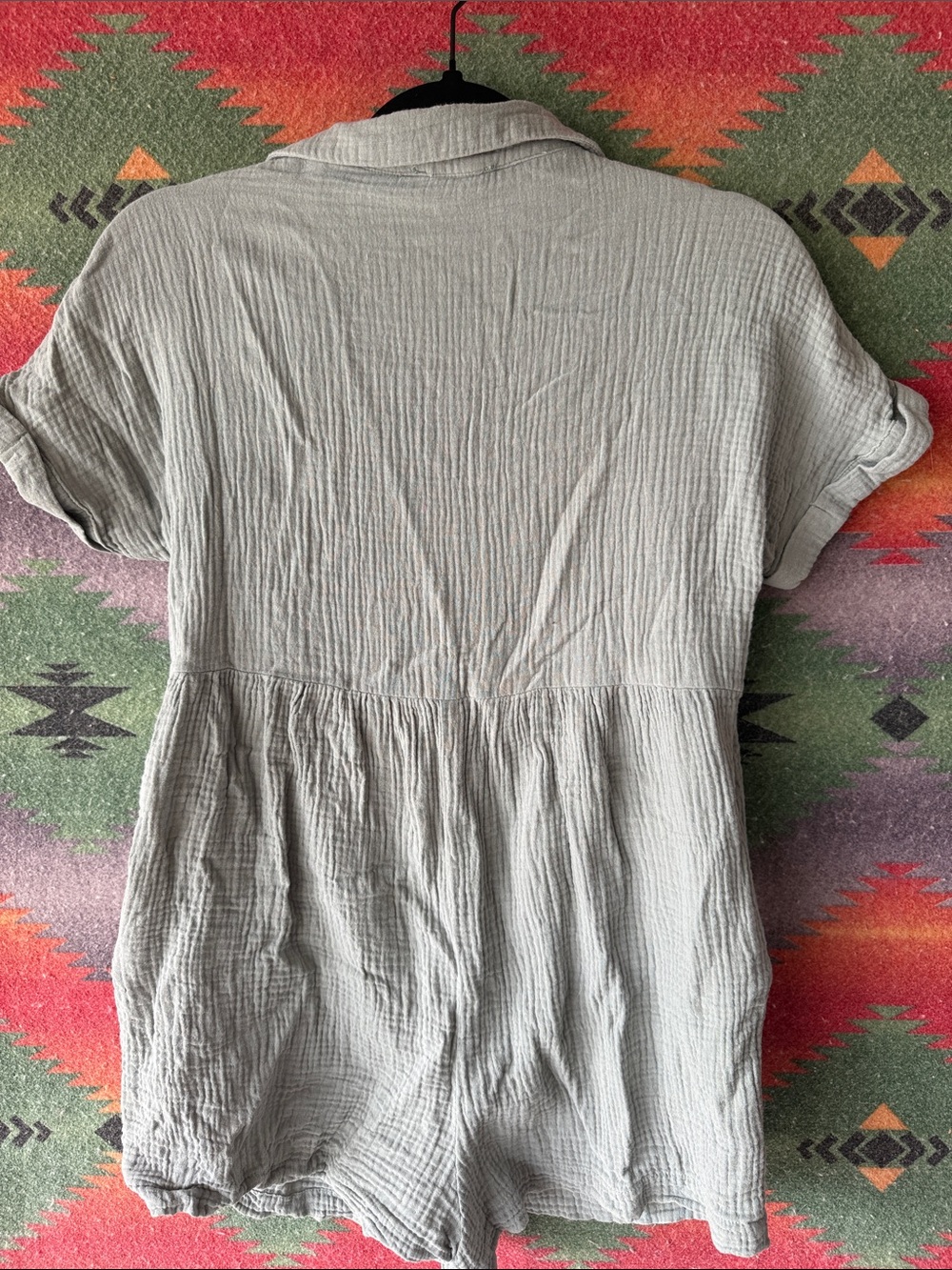 Altar'd State Light Gray Gauze Button Romper - Picture 3 of 3
